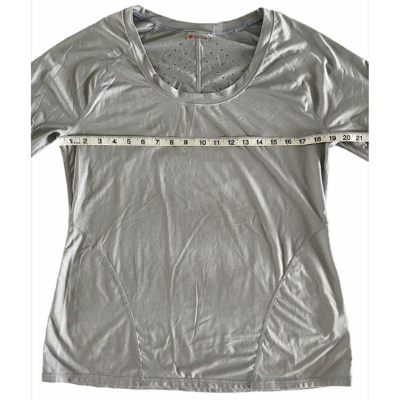 Zella Leia Run Long Sleeve Tee Shirt Top Gray Ventilated Reflective XL - Picture 9 of 10
